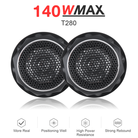 2pcs 25mm 150W YH-T280 Black Fashionable High Efficiency Metal + Plastic Mini Dome Tweeter Speakers for All Car Audio System ► Photo 1/6