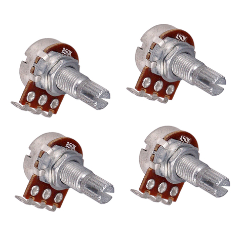 Guitar potentiometer pot A50k B50K 4-pack set 17mm dia tone volume control ► Photo 1/6