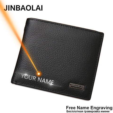 Free Name Engraving Short Genuine Leather Men Wallets Fashion Coin Pocket Card Holder Men Purse Simple Quality Male Wallets ► Photo 1/6