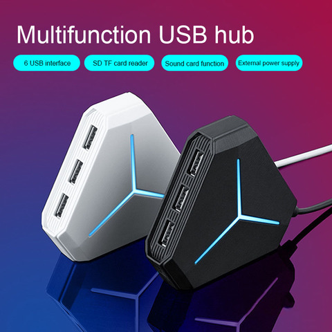 Multi USB 3.0 Hub USB Splitter TF SD Card Reader with microphone interface High Speed 6 Ports Hub For PC Computer Accessories ► Photo 1/6