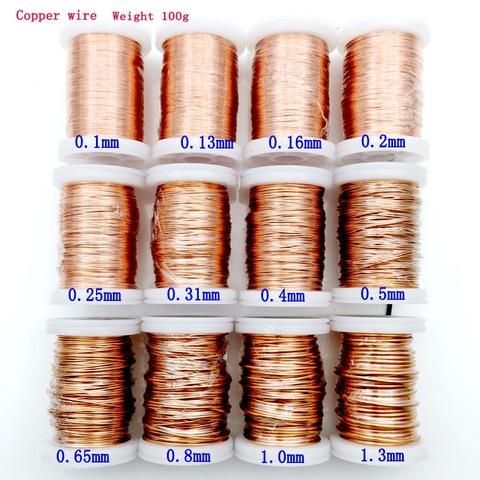 0.13mm 0.25mm 0.51mm 1mm 1.25mm copper wire Magnet Wire Enameled Copper Winding wire Coil Copper Wire Winding wire Weight 100g ► Photo 1/6