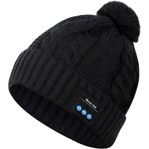 Bluetooth Hat, Bluetooth Beanie, Pom Pom Beanie Hat Built-in Speakers & Microphone for Winter Fitness Outdoor Sports ► Photo 1/1