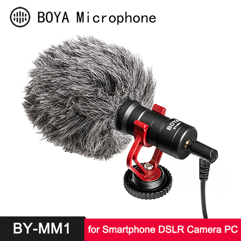 BOYA BY-MM1 Microphone Cardioid Shotgun for iPhone Android Smartphone Canon Nikon Sony DSLR Camera Consumer Camcorder PC Mic ► Photo 1/6
