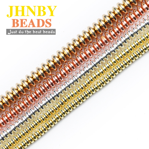 JHNBY Flying saucer Hematite Gold Silvers Natural Stone 4/6/8mm Flat Round Spacer loose Beads For Jewelry Making Diy Bracelets ► Photo 1/6