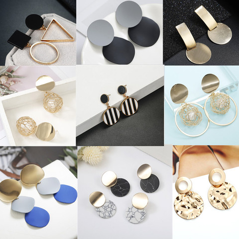 Korea Pearl Earrings 2022 For Women Round Geometric Statement Vintage Gold Color Stud Earrings Fashion Jewelry Earring ► Photo 1/6