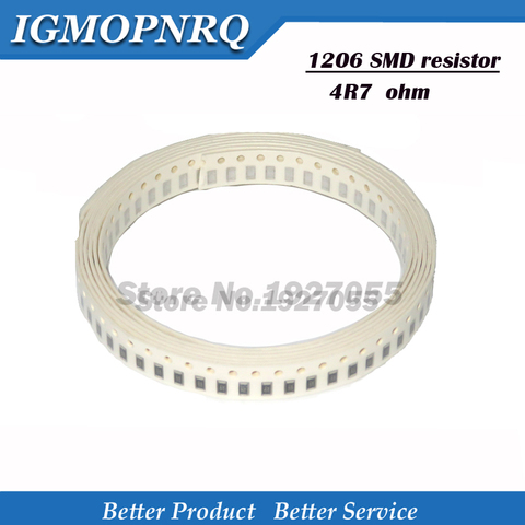 100PCS 1206 4.7R 4R7 SMD Resistor  4.7 ohm chip resistor 0.25W 1/4W 4.7R 4R7 SMD Resistor ► Photo 1/1