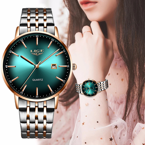 2022 LIGE Luxury Ladies Watch Women Waterproof Rose Gold Steel Strap Women Wristwatch Top Brand Bracelet Clocks Relogio Feminino ► Photo 1/6
