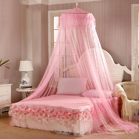 Elegant Lace Bed Canopy Mosquito Net 2022 Hung Dome Mesh Canopy Princess Round Dome Bedding Net Bed Mosquito Netting Hot Sale ► Photo 1/6