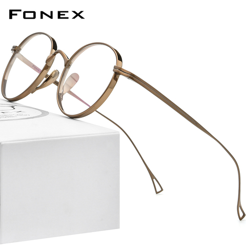 FONEX Pure Titanium Glasses Frame Men Retro Round Prescription Eyeglasses Women 2022 New Vintage Myopia Optical Eyewear F85651 ► Photo 1/6