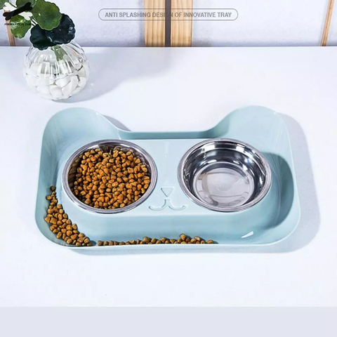 1Pc Durable Double Stainless Steel Dog Cat Bowls with Non-Spill & Non-Skid Design for Pet Food and Water Elevated Feeding 23 ► Photo 1/5