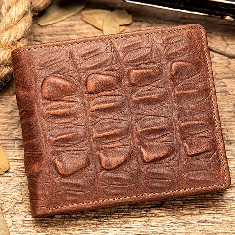 MAHEU Cool Fashion Short Wallet For Man Crocodile Pattern Card Cash Photo Purse In Pants Pocket Wallet Men Male Genuine Leather ► Photo 1/6