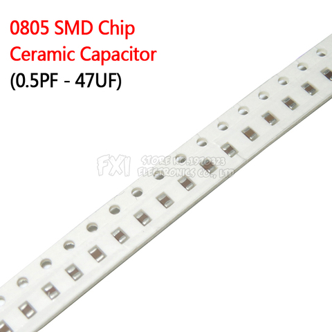100pcs 0805 SMD Chip Multilayer Ceramic Capacitor 0.5pF - 47uF 10pF 22pF 100pF 1nF 10nF 100nF 0.1uF 1uF 2.2uF 4.7uF 10uF 22uF ► Photo 1/1