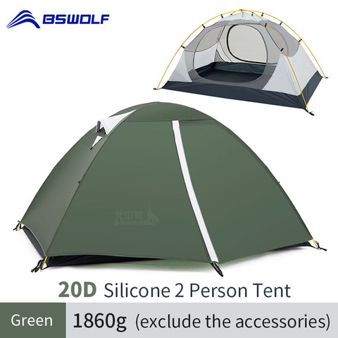 BSWOLF  Ultralight Camping Tent 3 Season 2 Person Upgraded 20D Nylon Silicone Coated Fabric Waterproof Tourist Backpacking Tents ► Photo 1/6