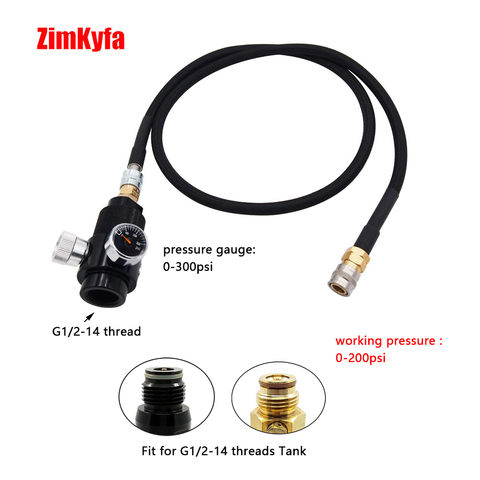 Airsoft Regulator with 100cm SLP FLEX Remote Hose Line 0~200psi Gauge to Paintball HPA Co2 Tank Cylinder ► Photo 1/6