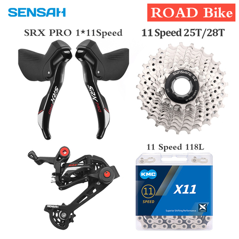 SENSAH SRX PRO 1x11 Speed Road Bike Shifter Lever 11S Bicycle Rear Derailleur Set 170/172.5mm Crankset Procket 11V KMC Chain ► Photo 1/6