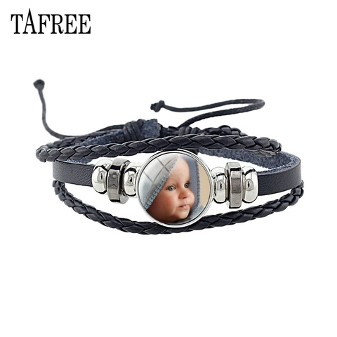 JWEIJIAO Personal Leather Braceelts Fashion Custom Silver Plated Bangles Photo Letters Jewelry Best Gifts 2022  NA01 ► Photo 1/1