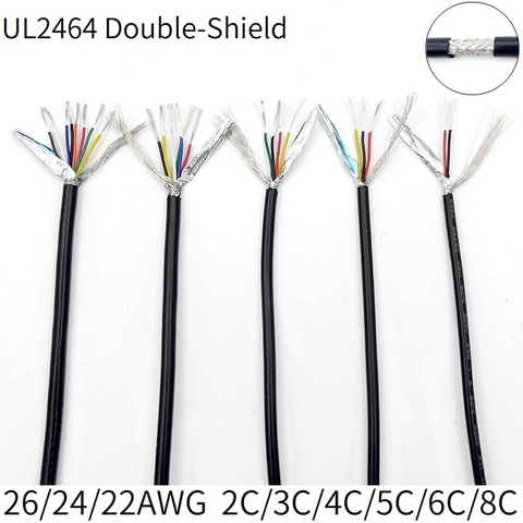 2M Shielded Wire Cable 26AWG 24AWG 22AWG Channel Audio Line 2 3 4 5 6 8 Cores Copper Signal Control Cable Sheathed Wire UL2464 ► Photo 1/6