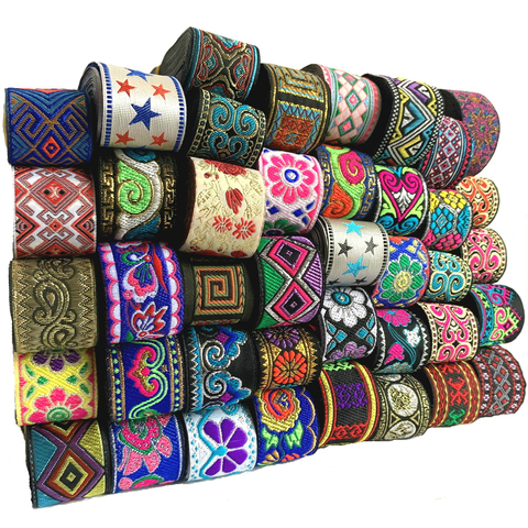 3 Yards Vintage Ethnic Embroidery Lace Ribbon Boho Lace Trim DIY Clothes Bag Accessories Embroidered Fabric 32~34MM ► Photo 1/6