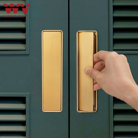 WV Hidden Door Handle Black Gold Embedded Handle Zinc Alloy Door Invisible Cabinet Handle Recessed Pulls Knob Furniture Hardware ► Photo 1/6