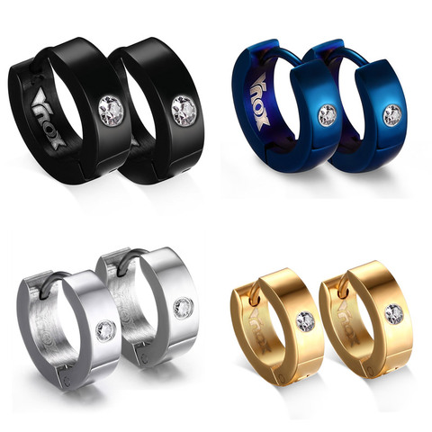 Vnox Cute Hoop Earrings For Women Men Stainless Steel Ear Cuff Brincos Huggie Jewelry ► Photo 1/6