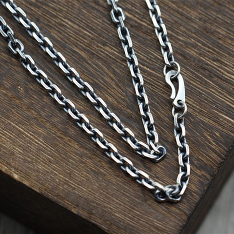 New real S925 Sterling Silver Men Necklace Thai Silver Cross Necklace for Men Long Sweater Chain Taikoo Chain Men and Women ► Photo 1/5