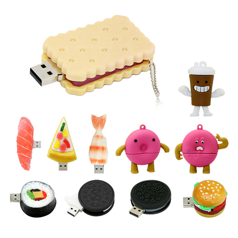 Hamburger Personalized Pendrive 256 64 8 gb Food Coffee USB Flash Drive 4GB 16GB 8GB pen drive 64GB 32GB 128GB Memory Stick Gift ► Photo 1/6