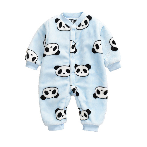 Autumn & Winter Newborn Baby Girl Clothes panda Print Baby Boy Romper Warm Infant Baby Boy Girl Soft Fleece bobysuit Pajamas ► Photo 1/6
