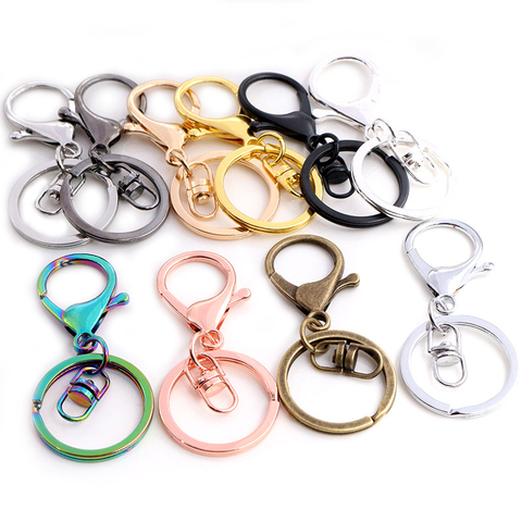 5pcs/lot 30mm Key Ring Long 70mm Popular classic 11 Colors Plated lobster clasp key hook chain jewelry making for keychain ► Photo 1/6