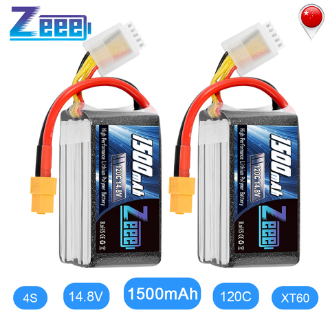 2UNITS Zeee Lipo Battery 14.8V 120C 1500mAh 4S Graphene RC Lipo Battery Pack with XT60 Plug for RC Car Truck Airplane FPV ► Photo 1/6