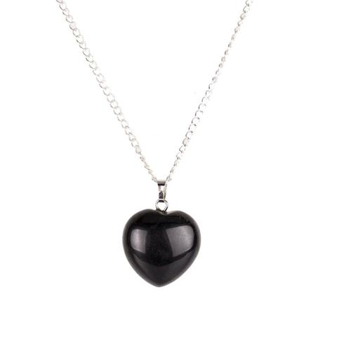 Black obsidian Heart Point Necklace Crystal Stone 18inch Link chain Power Healing Chakra Reiki Fashion Jewelry Free Pouch ► Photo 1/4