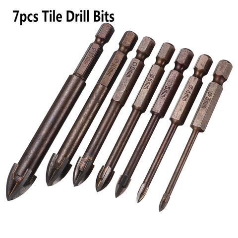 FINDAMAZE Tungsten Carbide Glass Drill Bit Set Alloy Carbide Point with 4 Cutting Edges Tile & Glass Cross Spear Head Drill Bits ► Photo 1/6