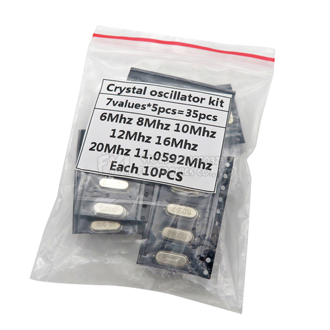 7kinds*5PCS=35PCS 49S-SMD SMD Crystals 6Mhz 8Mhz 10Mhz 12Mhz 16Mhz 20Mhz 11.0592Mhz Mhz 49SMD hjxrhgal Crystal Oscillator Kit ► Photo 1/1