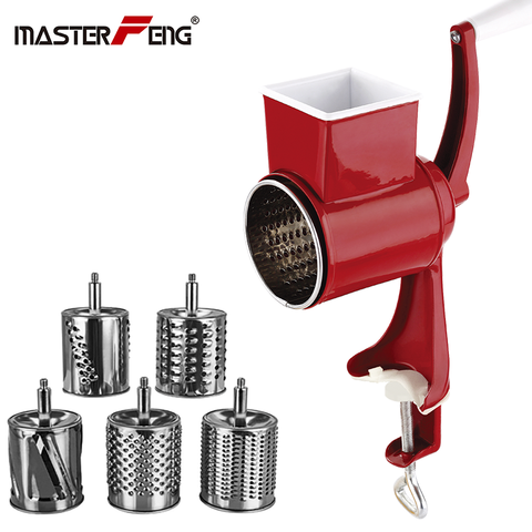 Rotary Grater Food Mills Grinder Stainless Steel With 5 Drum Blade