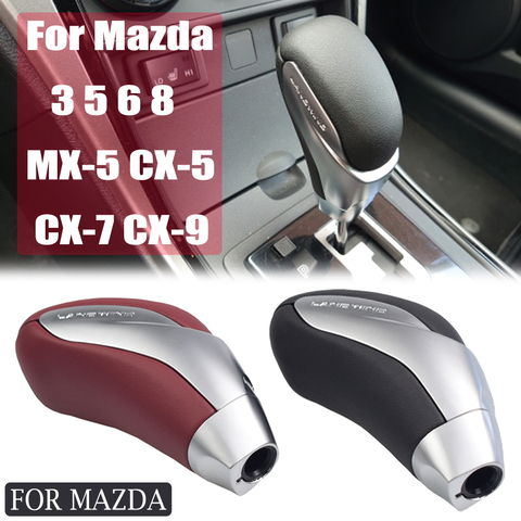 Gearbox Handles Leather Automatic Gear Shift Knob Stick Lever Shifter For Mazda MX-5 2010 CX-5 CX-7 CX-9 For Mazda 3 5 6 8 ► Photo 1/6