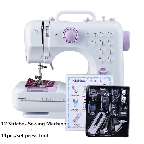 Fanghua Multifunction Mini Sewing Machine 505A 12 Stitches Replaceable + 11pc Presser Foot Power Supply LED Light Sewing classes ► Photo 1/6