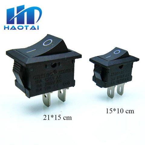 10 pcs/lot KCD1 2 Pin 250V 3A Boat Switch 21*15 15*10 Snap-in SPST ON OFF Rocker Position Switch ► Photo 1/5