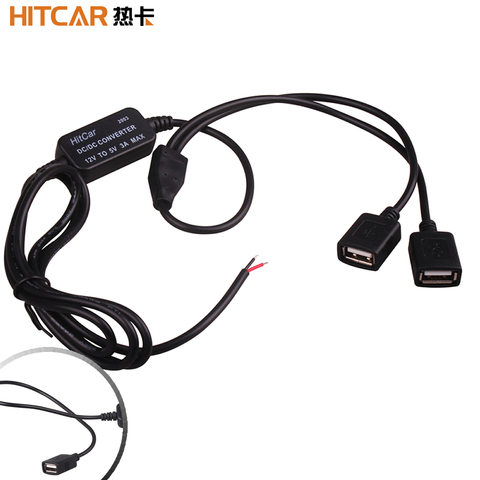 DC 12V to 5V Inverter Converter Step Down USB Female Hard Wire Car Power Charger Cable for GPS Tablet Phone DVR Recorder Camera ► Photo 1/6