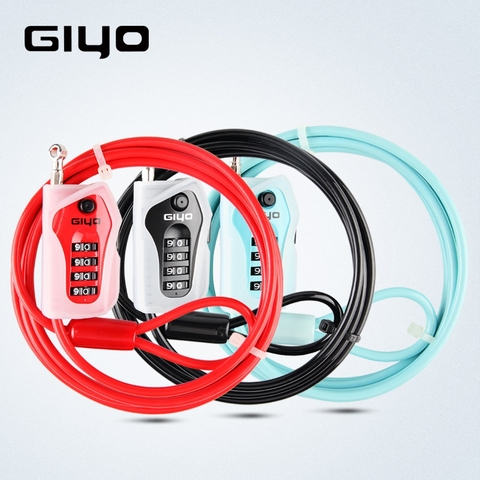 GIYO L-03 2m Bicycle Cable Lock Bike Anti Theft 4-digit Password Helmet Wire-Lock for Ski Motorcycle MTB Portable locks ► Photo 1/6