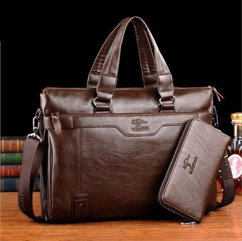 men's briefcase 15in computer bag male leather briefcase for men shoulder laptop bag office Casual sacoche a case for documents ► Photo 1/6
