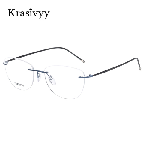 Krasivyy Rimless Glasses Frame Women Brand Design Screwless Optical Prescription Eyeglasses Vintage Eyewear Men Pure Titanium ► Photo 1/6