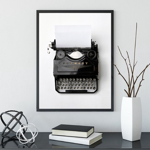 Vintage Typewriter Canvas Poster Black White Photography Retro Wall Art Picture Decorative Painting Office Decor Him or Her Gift ► Photo 1/6