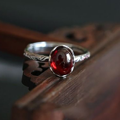 sNew silver inlaid natural chalcedony Chinese style retro palace small charm craft women's opening adjustable ring ► Photo 1/6