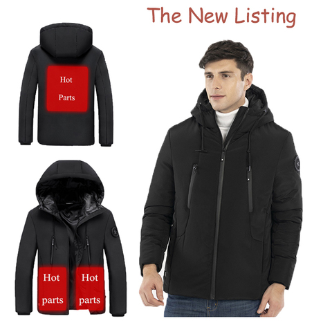 Men's Usb Heated Jacket Windproof Winter Back And Front Heating Jacket Thermal Outdoor Wear Winter Warm Coat Riding Fishing Top ► Photo 1/6