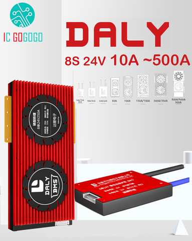 DALY 8S 24V Lifepo4 Lithium Battery Protection Board eBike 3.2V Cell Charge Discharge BMS 20A 30A 50A 60A 80A 100A 200A 500A ► Photo 1/4