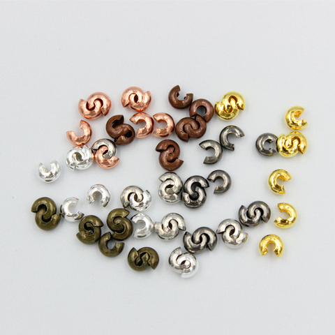100pcs 3 4 5 6mm Copper Half Round Open Crimp Beads Covers Knot Covers Beads End Tips For Necklace Earring Jewelry Making ► Photo 1/5