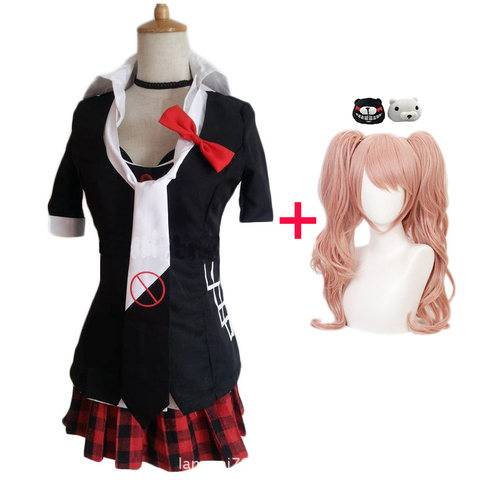 Anime Danganronpa Cosplay Costume Enoshima Junko Uniform Cafe Work Clothes Short Skirt Ponytail Wig ► Photo 1/3