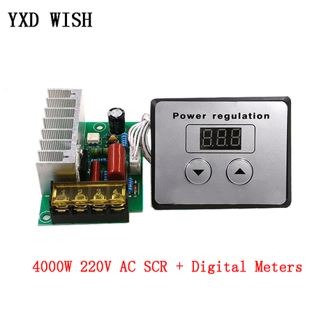 4000W 220V AC SCR Voltage Regulator Dimmer Electric Motor Speed Temperature Controller + Digital Meters For Water Heater Motors ► Photo 1/4