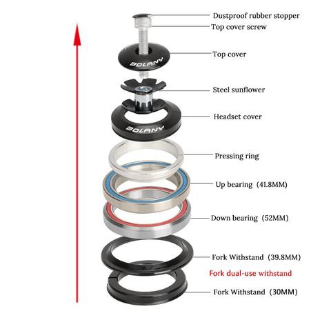 Bolany Bike Road Bicycle Headset 42*52MM Tapered Straight fork Integrated Angular Contact Bearing ► Photo 1/6