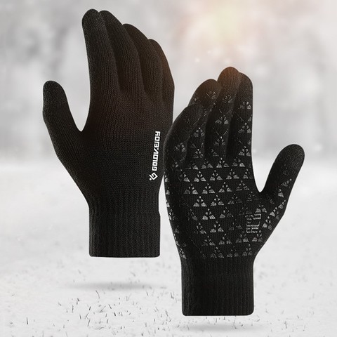 Winter Autumn Warm Men Knitted Gloves Flexible Full Finger Gloves Male Thicken Wool Cashmere Solid Gloves for Smart Phone Tablet ► Photo 1/6