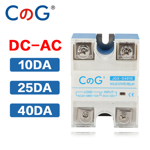 CG New 10A 25A 40A DA Single Phase DC Control AC Heat Sink 24-480VAC To 3-32VDC SSR-10DA Solid State Relay With Plastic Cover ► Photo 1/6